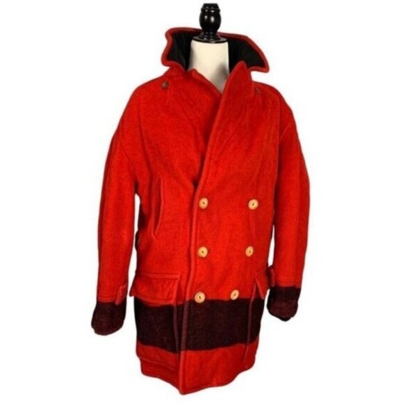 Vintage Hudsons Bay Blanket Jacket 1950s 60s 4 Point Red Full Length - Picture 1 of 14